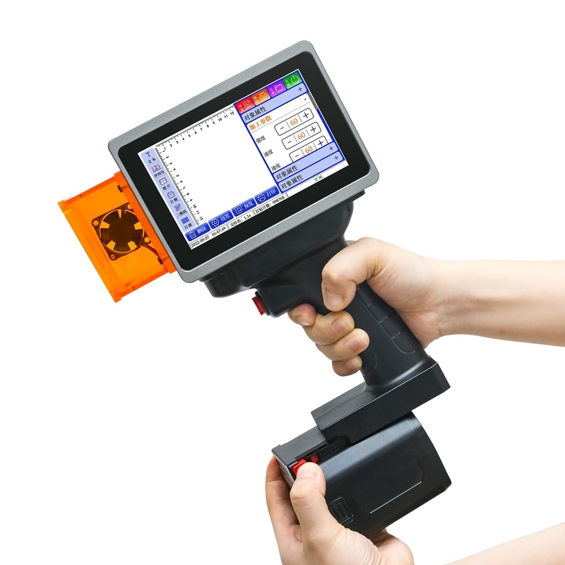 電気駆動の携帯型手持ちのインクジェットレーザープリンターと製品の有効期限ロゴ